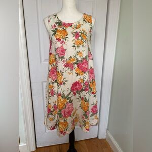 90s/ Y2K Cynthia Rowley Floral Linen Dress